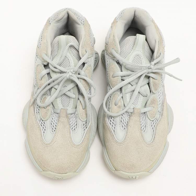 Pre Owned Yeezy x Adidas Grey Leather and Mesh Yeezy 500 "Salt" Low Top Sneakers Size 40