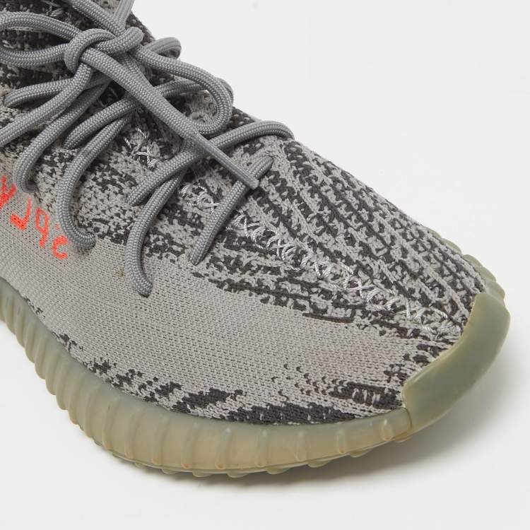 Pre Owned Yeezy x Adidas Grey Knit Fabric Boost 350 V2 Beluga 2.0 Sneakers Size 44