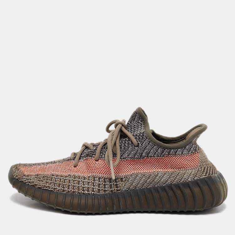 Pre Owned Yeezy x Adidas Multicolor  Knit Fabric Boost 350 V2 Ash Stone Sneakers Size 40