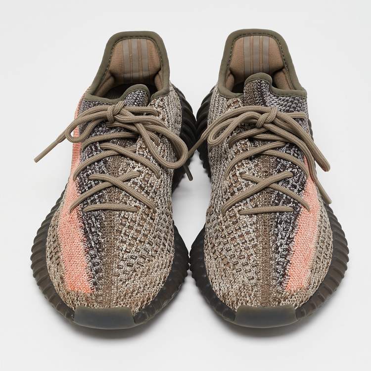 Pre Owned Yeezy x Adidas Multicolor  Knit Fabric Boost 350 V2 Ash Stone Sneakers Size 40
