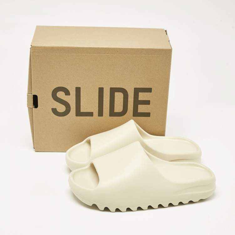 Pre Owned Yeezy x Adidas Beige Rubber Bone Slides Size 42