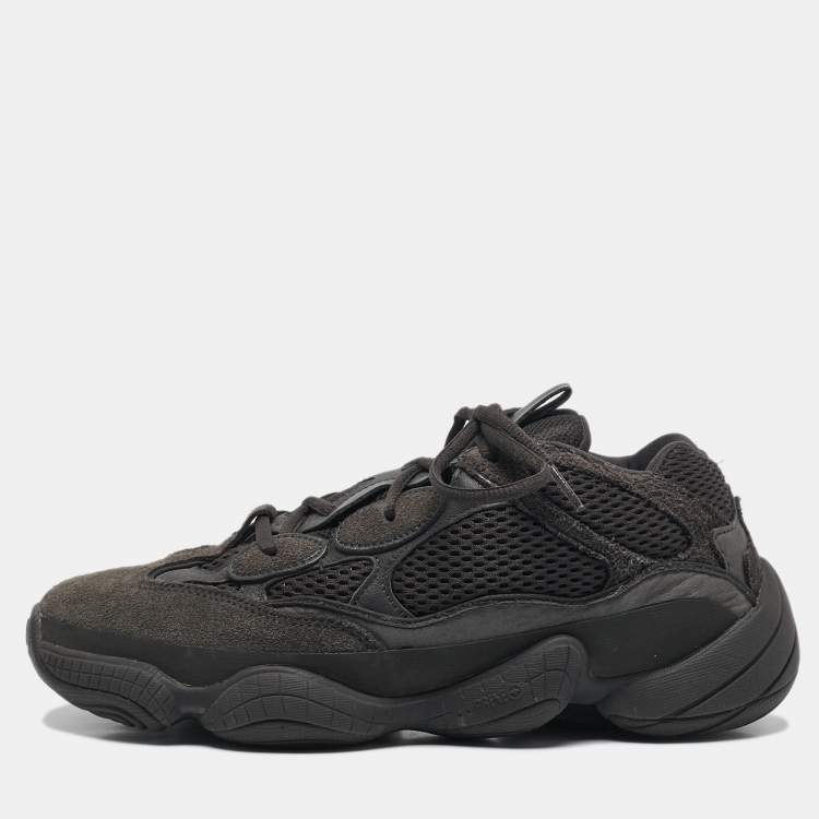 Pre Owned Yeezy x Adidas Black Mesh, Suede And Leather 500 Utility Black Sneakers Size 43 1/3