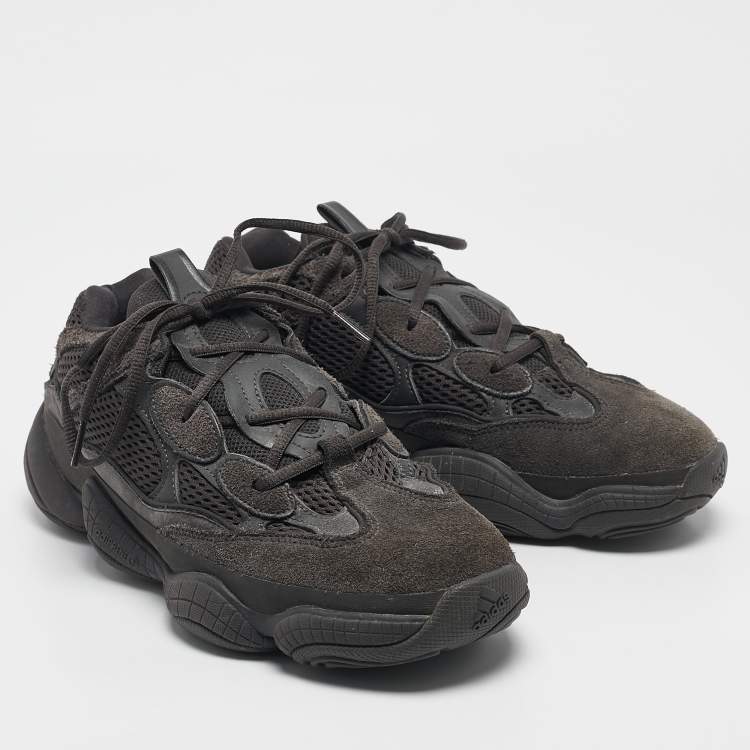 Pre Owned Yeezy x Adidas Black Mesh, Suede And Leather 500 Utility Black Sneakers Size 43 1/3