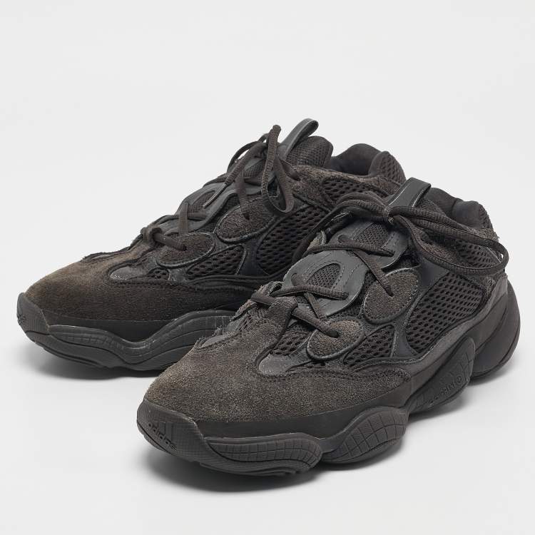 Pre Owned Yeezy x Adidas Black Mesh, Suede And Leather 500 Utility Black Sneakers Size 43 1/3