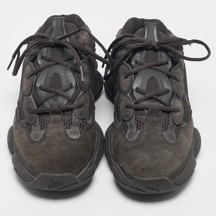Pre Owned Yeezy x Adidas Black Mesh, Suede And Leather 500 Utility Black Sneakers Size 43 1/3
