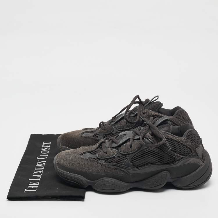 Pre Owned Yeezy x Adidas Black Mesh, Suede And Leather 500 Utility Black Sneakers Size 43 1/3