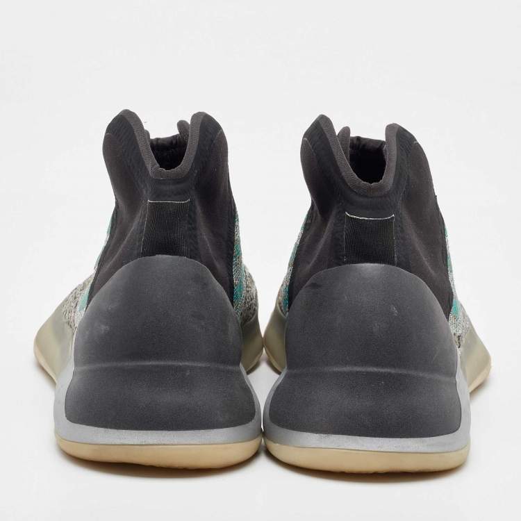 Pre Owned Yeezy x Adidas Multicolor Knit Fabric and Neoprene QNTM Teal Blue Sneakers Size 39 1/3