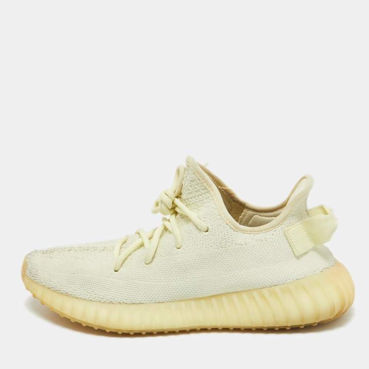 Pre Owned Yeezy x Adidas Green Knit Fabric Boost 350 V2 Butter Sneakers Size 40 2/3