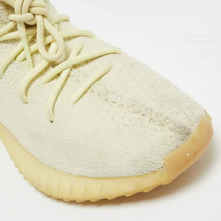 Pre Owned Yeezy x Adidas Green Knit Fabric Boost 350 V2 Butter Sneakers Size 40 2/3