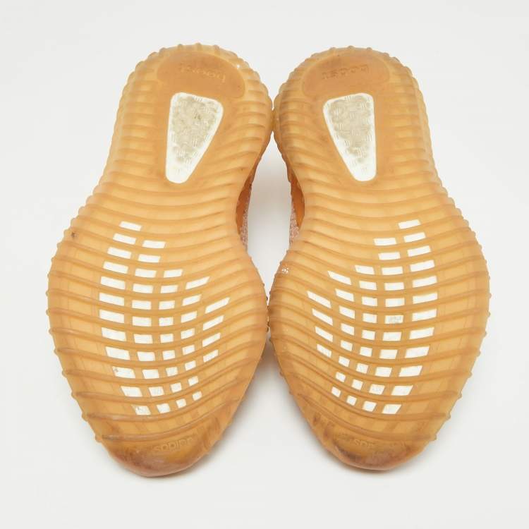 Pre Owned Yeezy x Adidas Orange Knit Fabric Boost 350 V2 Clay Sneakers Size 40