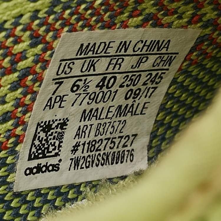 Pre Owned Yeezy x Adidas Yellow/Blue Knit Fabric Boost 350 V2 Semi Frozen Yellow Sneakers Size 40