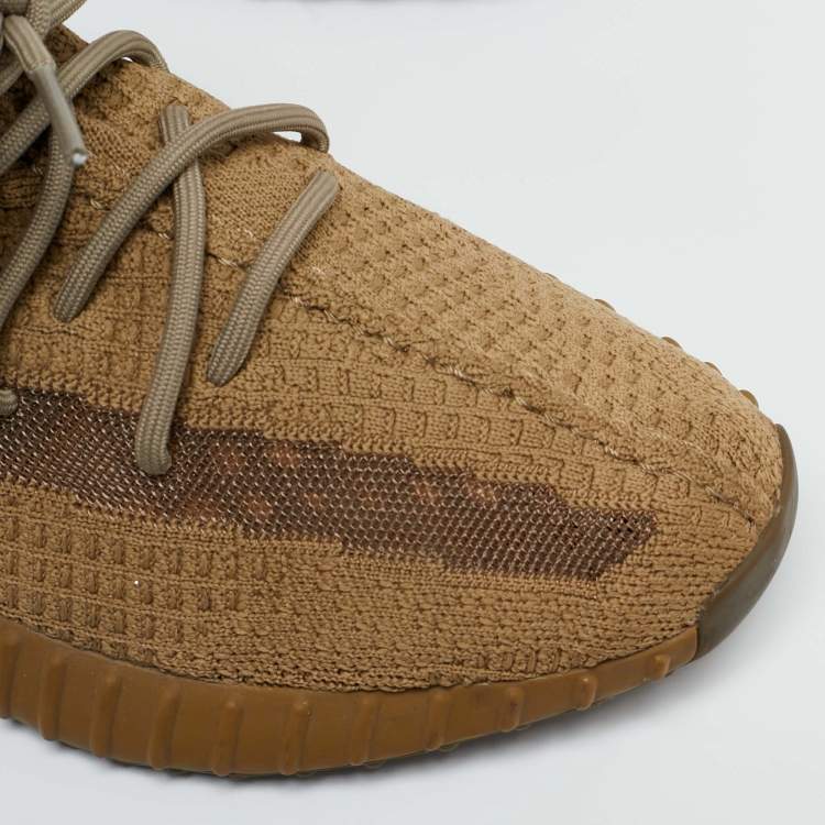 Pre Owned Yeezy x Adidas Brown Knit Fabric Boost 350 V2 Earth Sneakers Size 46