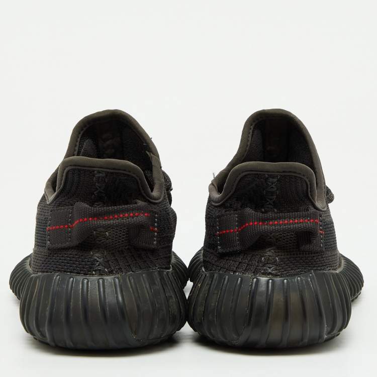 Pre Owned Yeezy x Adidas Black Knit Fabric Boost 350 V2 Static Black Sneakers Size 39 1/3