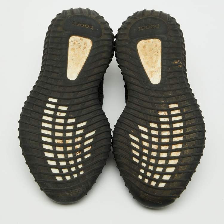 Pre Owned Yeezy x Adidas Black Knit Fabric Boost 350 V2 Static Black Sneakers Size 39 1/3