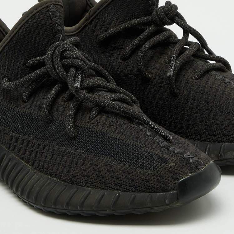 Pre Owned Yeezy x Adidas Black Knit Fabric Boost 350 V2 Static Black Sneakers Size 39 1/3