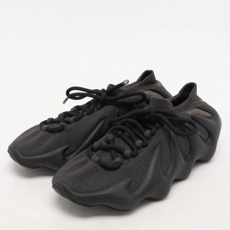 Pre Owned Yeezy x Adidas Black Knit Fabric 450 "Dark Slate" Low Top Sneakers Size 38.5