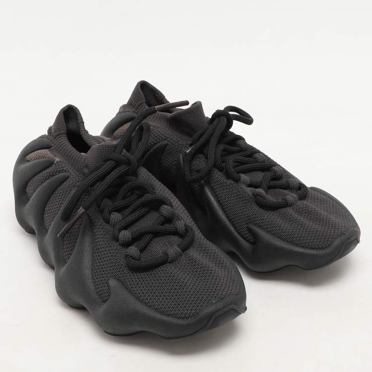 Pre Owned Yeezy x Adidas Black Knit Fabric 450 "Dark Slate" Low Top Sneakers Size 38.5