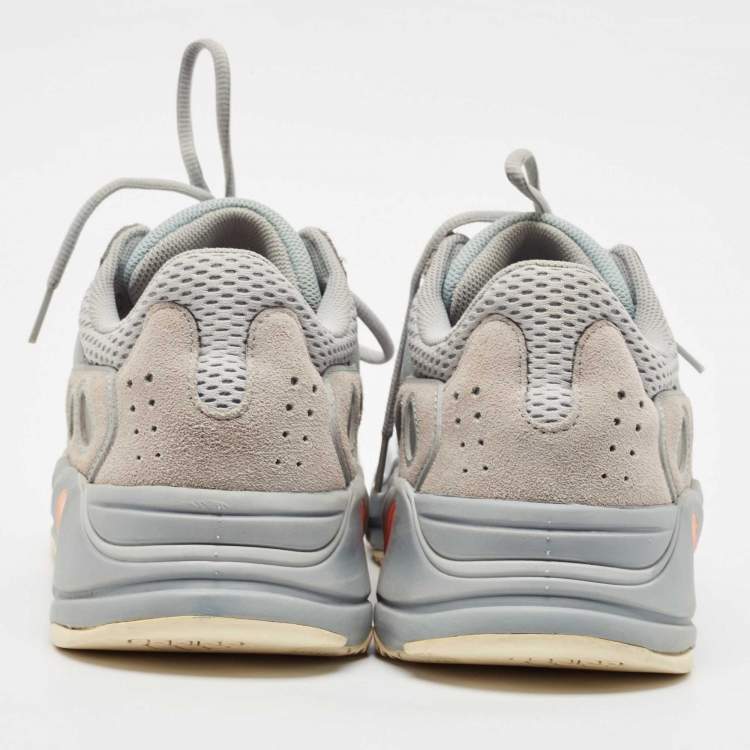 Pre Owned Yeezy x Adidas Grey/Blue Suede and Mesh Boost 700 Inertia Sneakers Size 46 2/3 