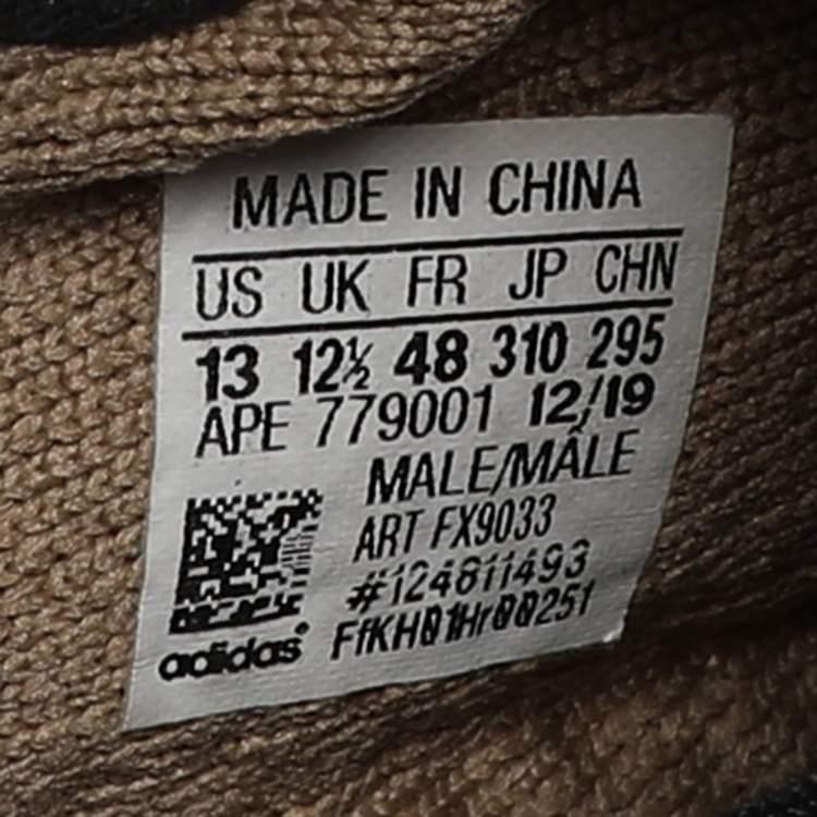 Pre Owned Yeezy x Adidas Brown Knit Fabric Boost 350 V2 "Earth" Low Top Sneakers Size 48