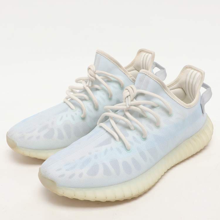 Pre Owned Yeezy x Adidas Blue Mesh Boost 350 V2 "Mono Ice" Low Top Sneakers Size 44 2/3