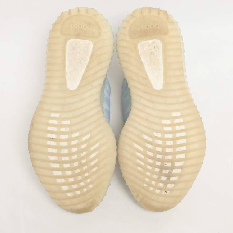 Pre Owned Yeezy x Adidas Blue Mesh Boost 350 V2 "Mono Ice" Low Top Sneakers Size 44 2/3