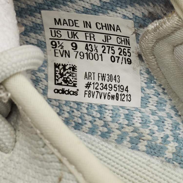 مملوكة مسبقًا Yeezy x Adidas Blue/White Knit Fabric Boost 350 V2 Cloud White (Non-Reflective) Sneakers 43 1/3