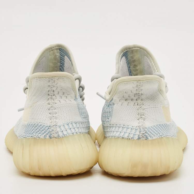 مملوكة مسبقًا Yeezy x Adidas Blue/White Knit Fabric Boost 350 V2 Cloud White (Non-Reflective) Sneakers 43 1/3