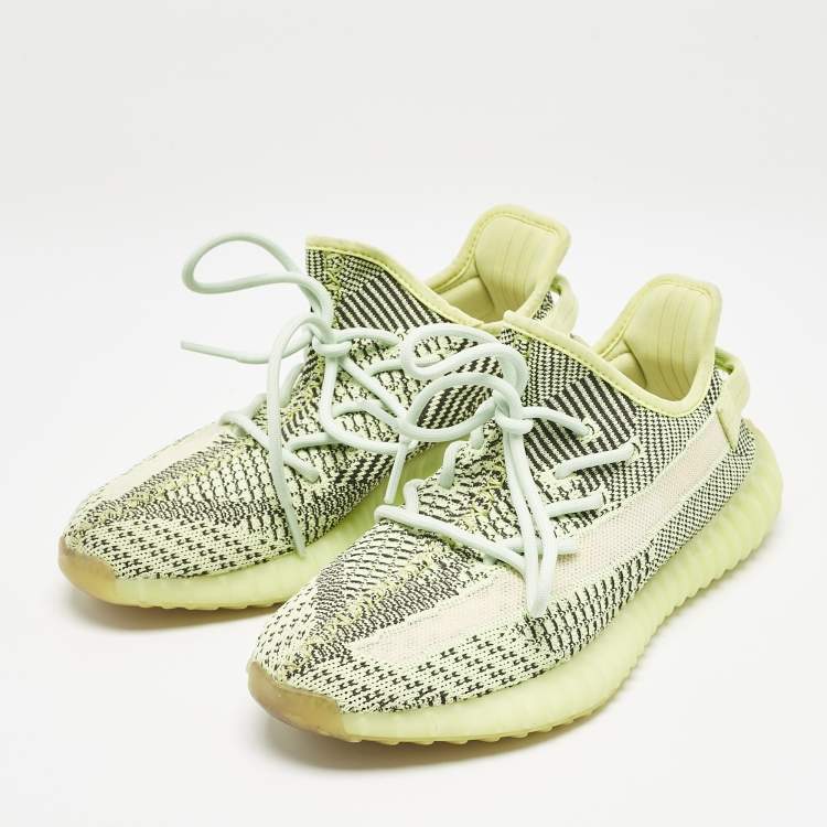 Pre Owned Yeezy x Adidas Green Knit Fabric Boost 350 V2 Yeezreel Non-Reflective Sneakers Size 42 2/3
