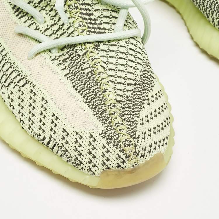 Pre Owned Yeezy x Adidas Green Knit Fabric Boost 350 V2 Yeezreel Non-Reflective Sneakers Size 42 2/3
