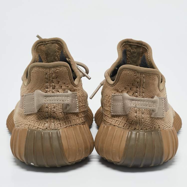 Pre Owned Yeezy x adidas Olive Green Knit Fabric Boost 350 V2 Earth Sneakers Size 38 1/3