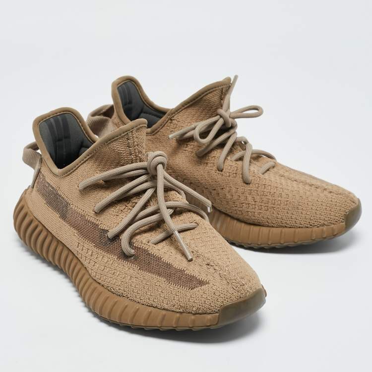 Pre Owned Yeezy x adidas Olive Green Knit Fabric Boost 350 V2 Earth Sneakers Size 38 1/3