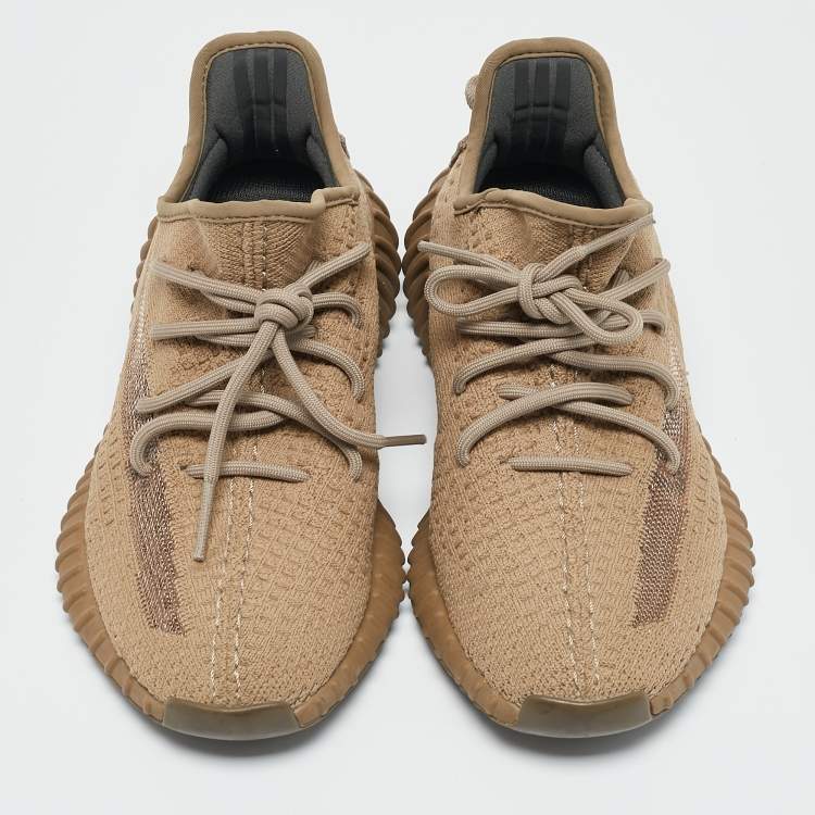 Pre Owned Yeezy x adidas Olive Green Knit Fabric Boost 350 V2 Earth Sneakers Size 38 1/3