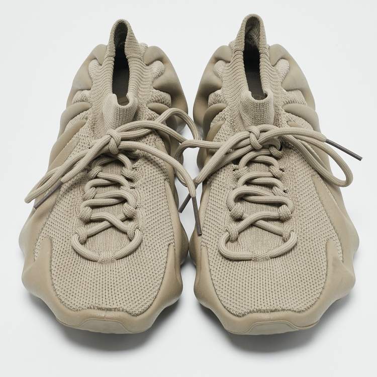 Pre Owned Yeezy x Adidas Grey Stretch Knit Fabric Yeezy 450 Stone Flax Sneakers Size 42 2/3