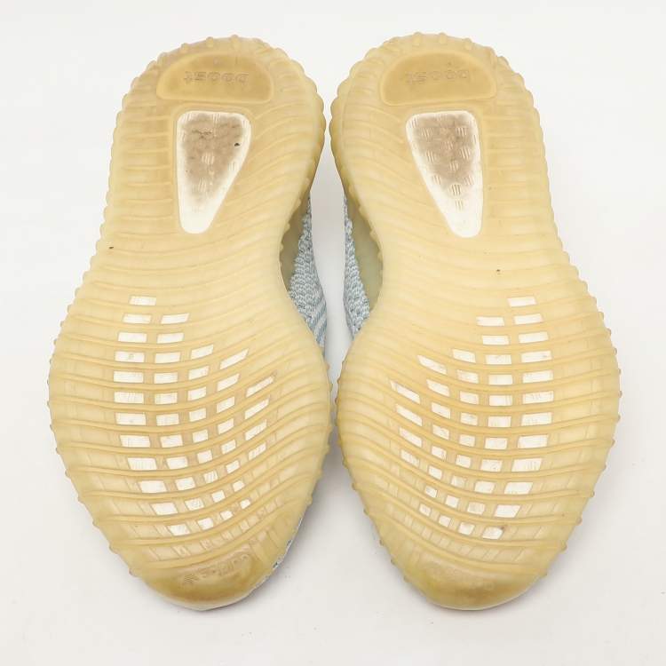 Pre Owned Yeezy x Adidas Blue Knit Fabric Boost 350 V2 'Cloud White' Low Top Sneakers Size 38 2/3