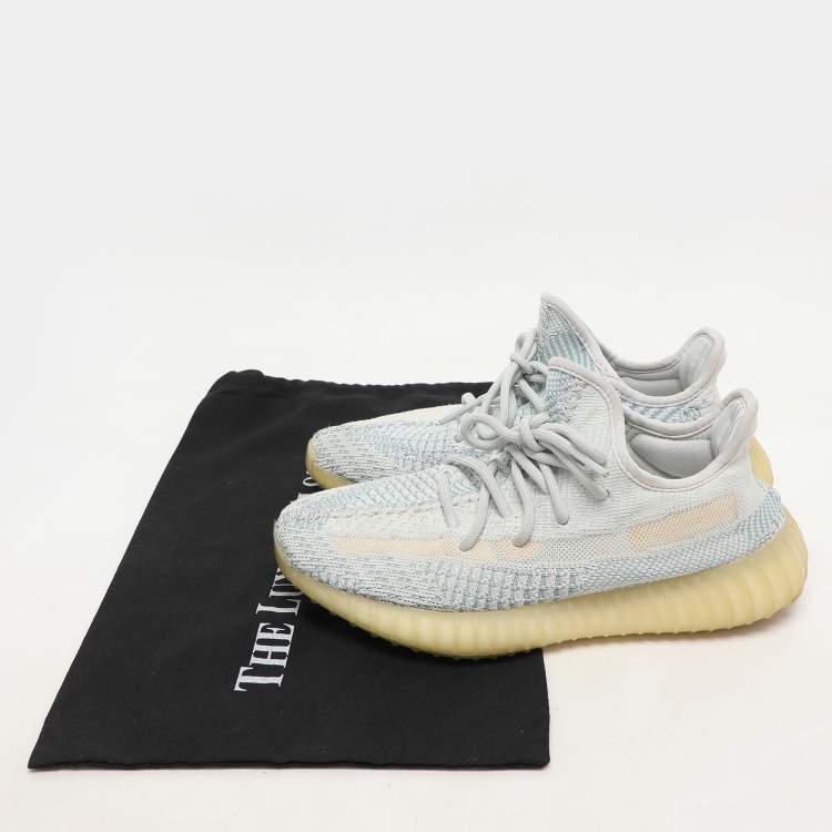Pre Owned Yeezy x Adidas Blue Knit Fabric Boost 350 V2 'Cloud White' Low Top Sneakers Size 38 2/3