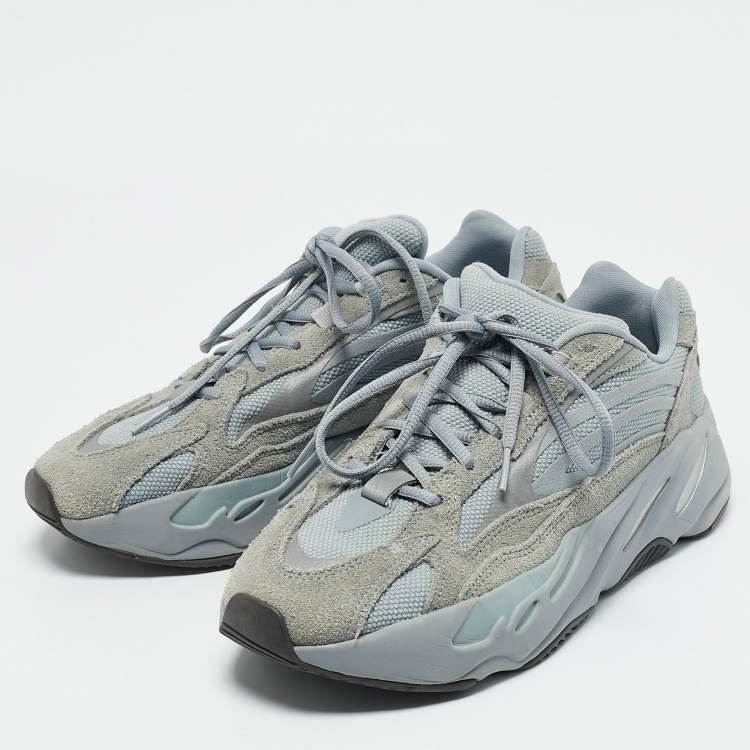 Pre Owned Yeezy x Adidas Blue Canvas and Suede Boost 700 V2 Hospital Blue Sneakers Size 42.5