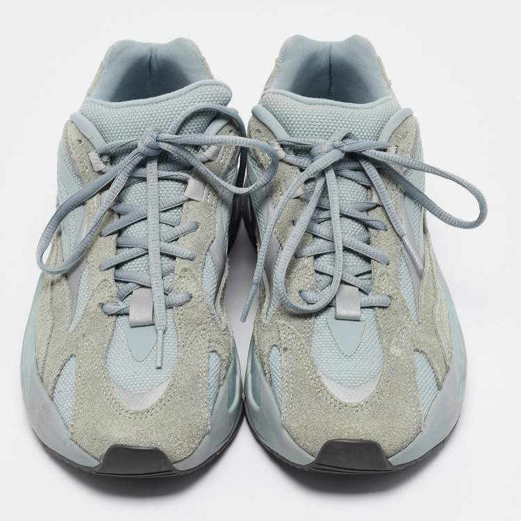 Pre Owned Yeezy x Adidas Blue Canvas and Suede Boost 700 V2 Hospital Blue Sneakers Size 42.5