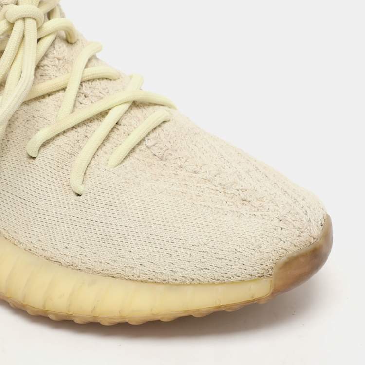 Pre Owned Yeezy x Adidas Green Knit Fabric Boost 350 V2 "Butter" Low Top Sneakers Size 41 1/3