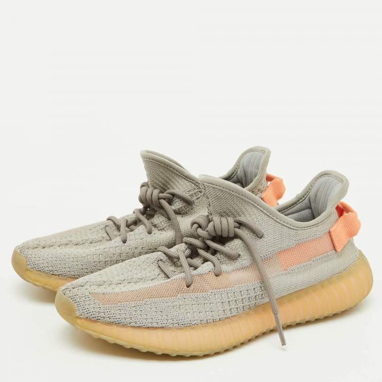 Pre Owned Yeezy x Adidas Grey Knit Fabric Boost 350 V2 True Form Sneakers Size 40 2/3