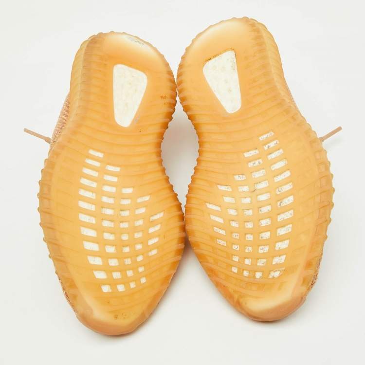 Pre Owned Yeezy x Adidas Orange Knit Fabric Boost 350 V2 Clay Sneakers Size 40 2/3