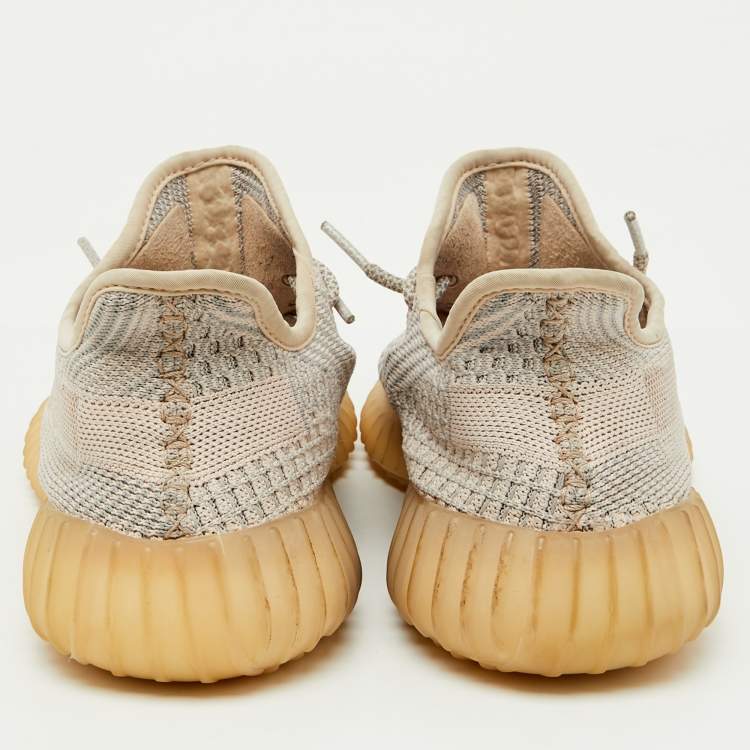 Pre Owned Yeezy x Adidas Grey/Pink Knit Fabric Boost 350 V2 Synth Sneakers Size 40 2/3