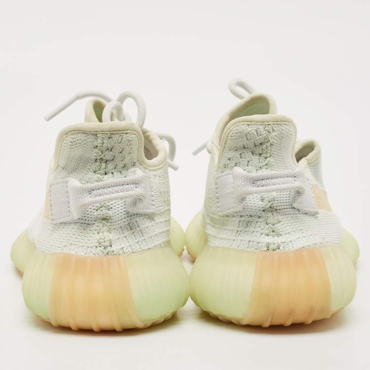 Pre Owned Yeezy x Adidas Light Green Knit Fabric Boost 350 V2 Hyperspace Sneakers Size 38 2/3