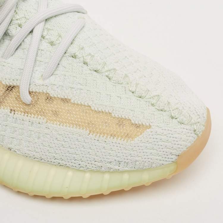 Pre Owned Yeezy x Adidas Light Green Knit Fabric Boost 350 V2 Hyperspace Sneakers Size 38 2/3