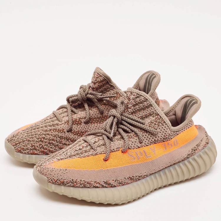 Pre Owned Yeezy x Adidas Grey Knit Fabric Boost 350 V2 Israfil Sneakers Size 43 1/3 