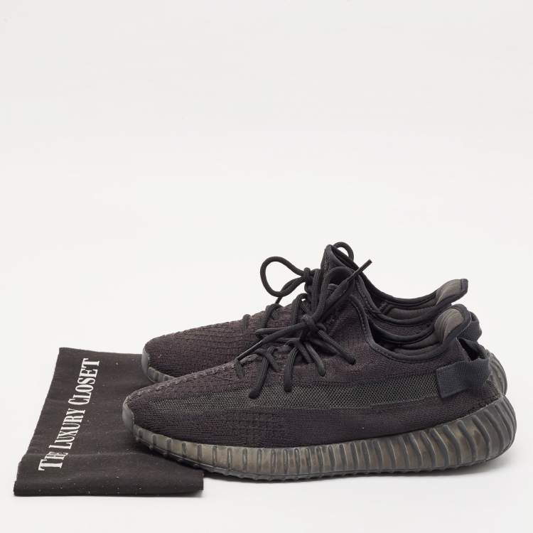 Pre Owned Yeezy x Adidas Black Knit Fabric Boost 350 V2 Onyx Sneakers Size 46 