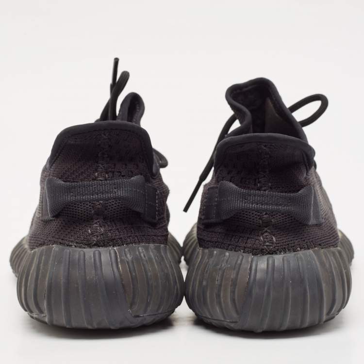Pre Owned Yeezy x Adidas Black Knit Fabric Boost 350 V2 Onyx Sneakers Size 46 