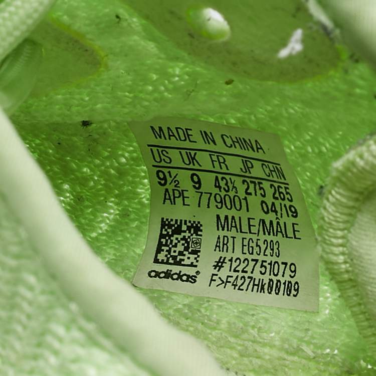 Pre Owned Yeezy x Adidas Green Knit Fabric Boost 350 V2 Glow Sneakers Size 43 1/3