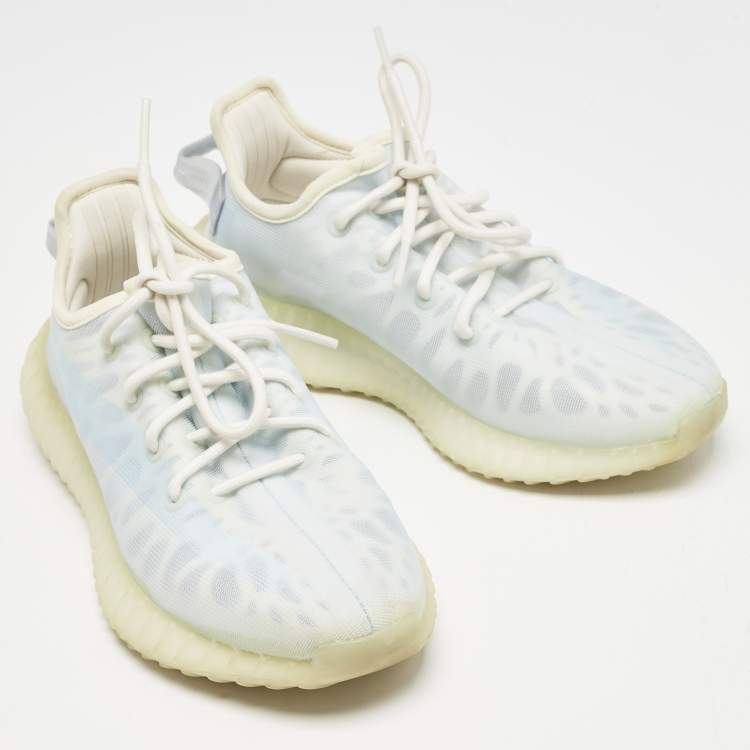Pre Owned Yeezy x Adidas Blue Mesh Boost 350 V2 Mono Ice Sneakers Size 38