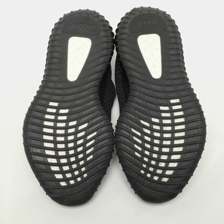Pre Owned Yeezy x Adidas Black Knit Fabric Boost 350 V2 "Static Black" Low Top Sneakers Size 41 1/3