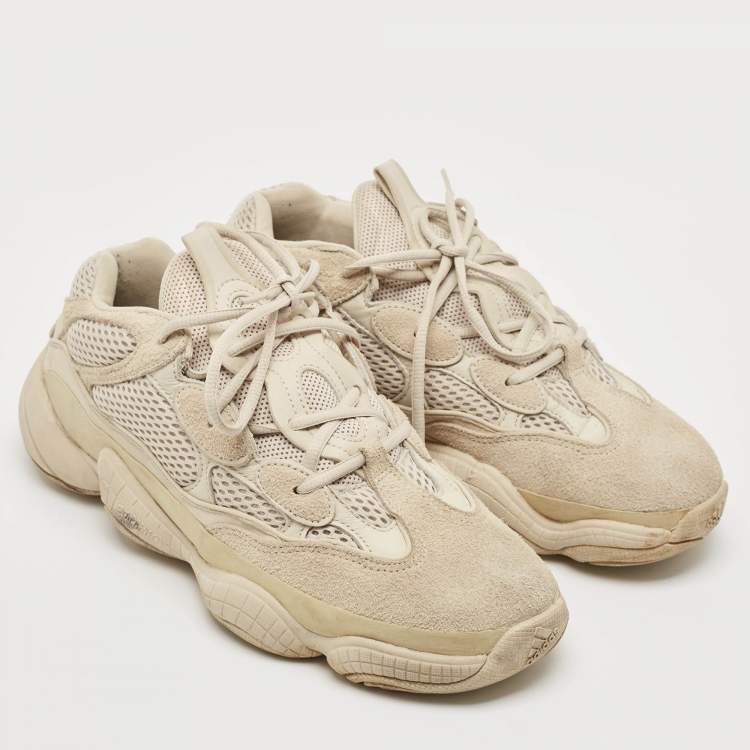 Pre Owned Yeezy x Adidas Cream Suede and Mesh 500 Blush Sneakers Size 43 1/3